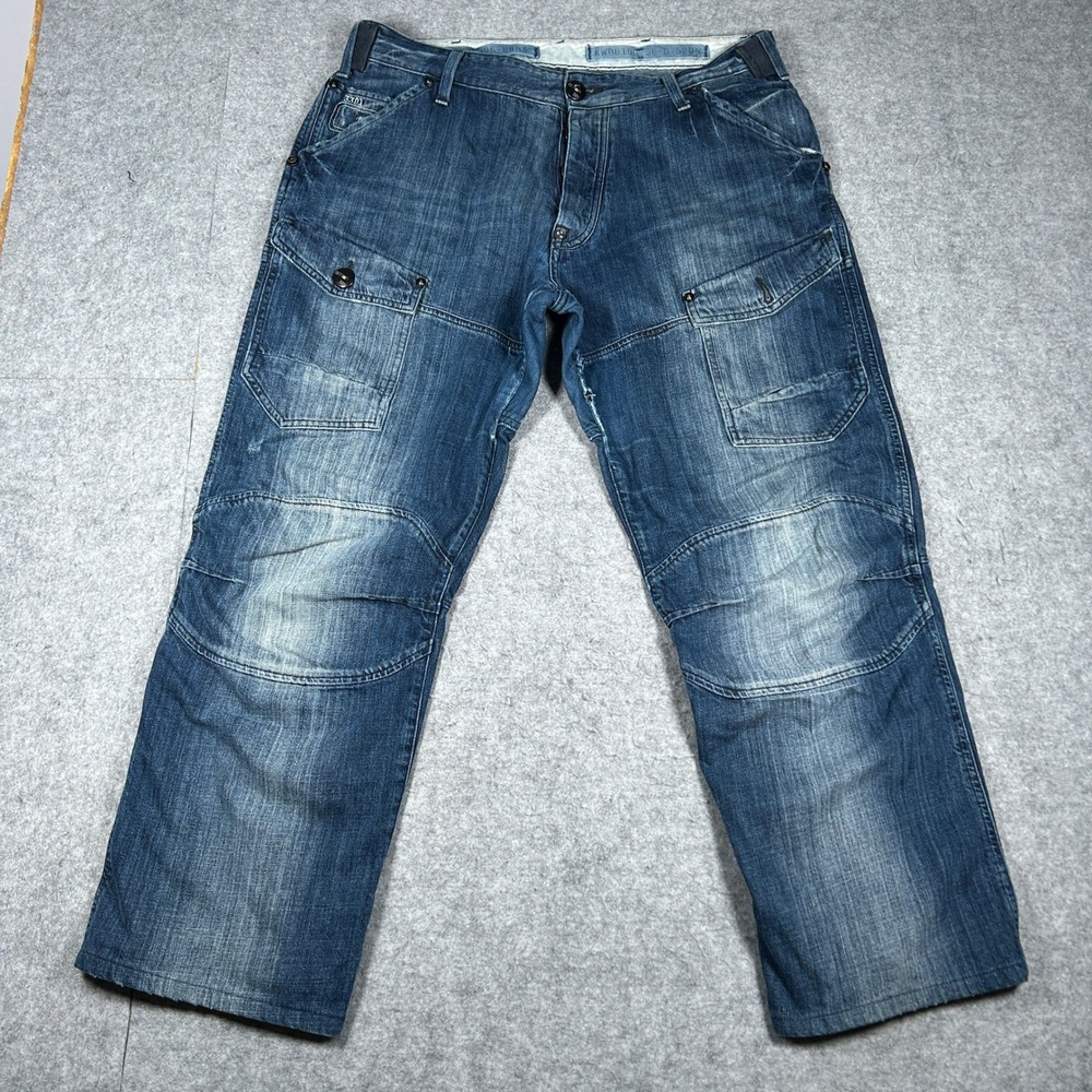 G-Star Raw Denim Jeans Mens 36 Blue 3301 Cargo Workwear Utility Gorpcore